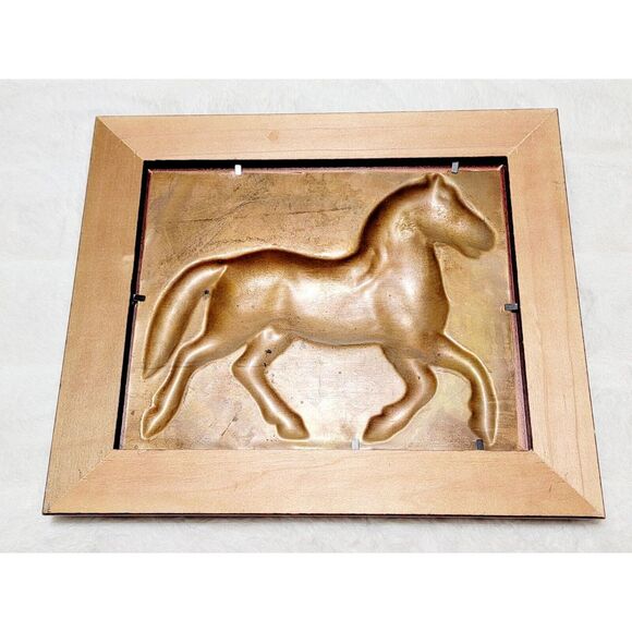 Vintage 3D Art Copper Horse, Wooden Frame, Decor 13"x11" Inches! - Picture 4 of 4